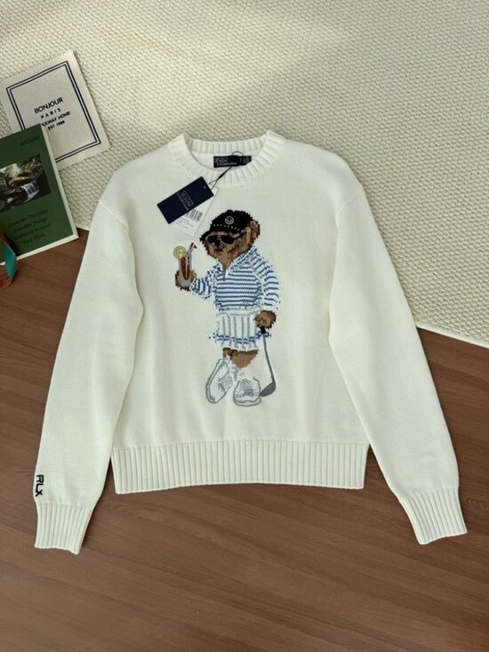 Polo Ralph Lauren Sweaters - Polo Ralph Lauren Cream Golf Polo Bear Knit Sweater